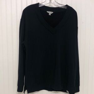 ORVIS Buttery SOFT Modal Blend Vneck Black TUNIC SWEATSHIRT EUC